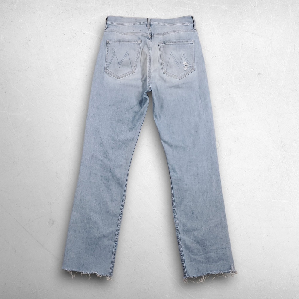 Mother High Waisted Rider Ankle Fray Jeans Women 28 Blue Stretch Distressed - Picture 2 of 13